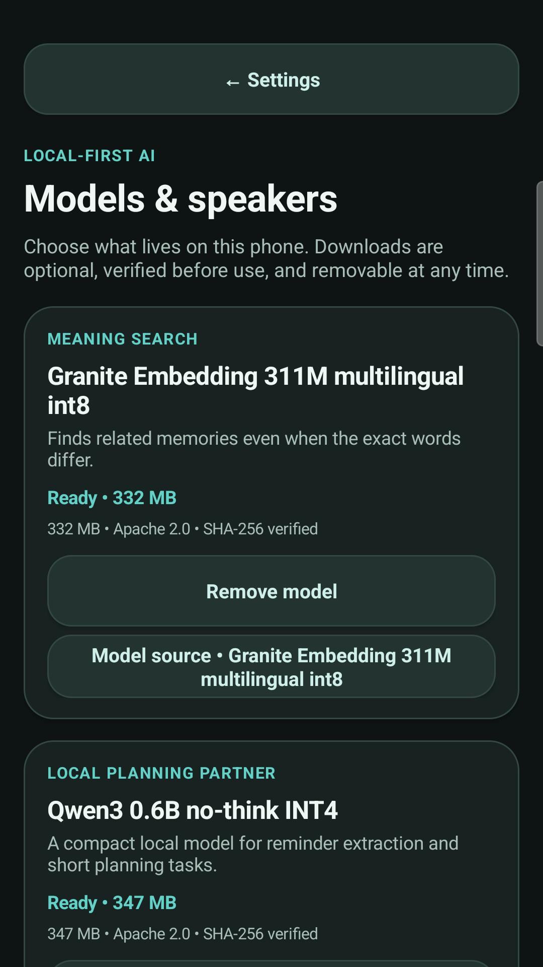 Minderloom local AI settings